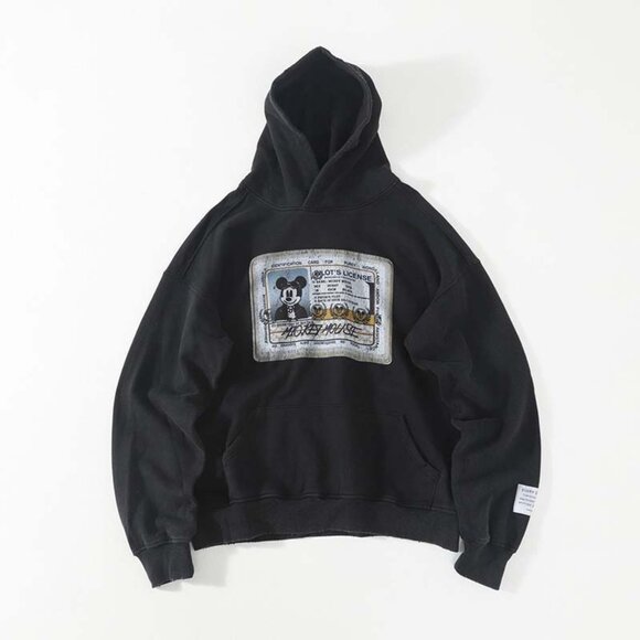 Purey Mickey Distressed Hoodie Black